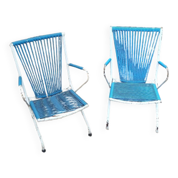 Pair of children's scoubidou armchairs