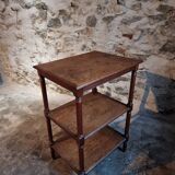 Vintage 1920s side table – Three-tiered shelf in French oak with turned legs.