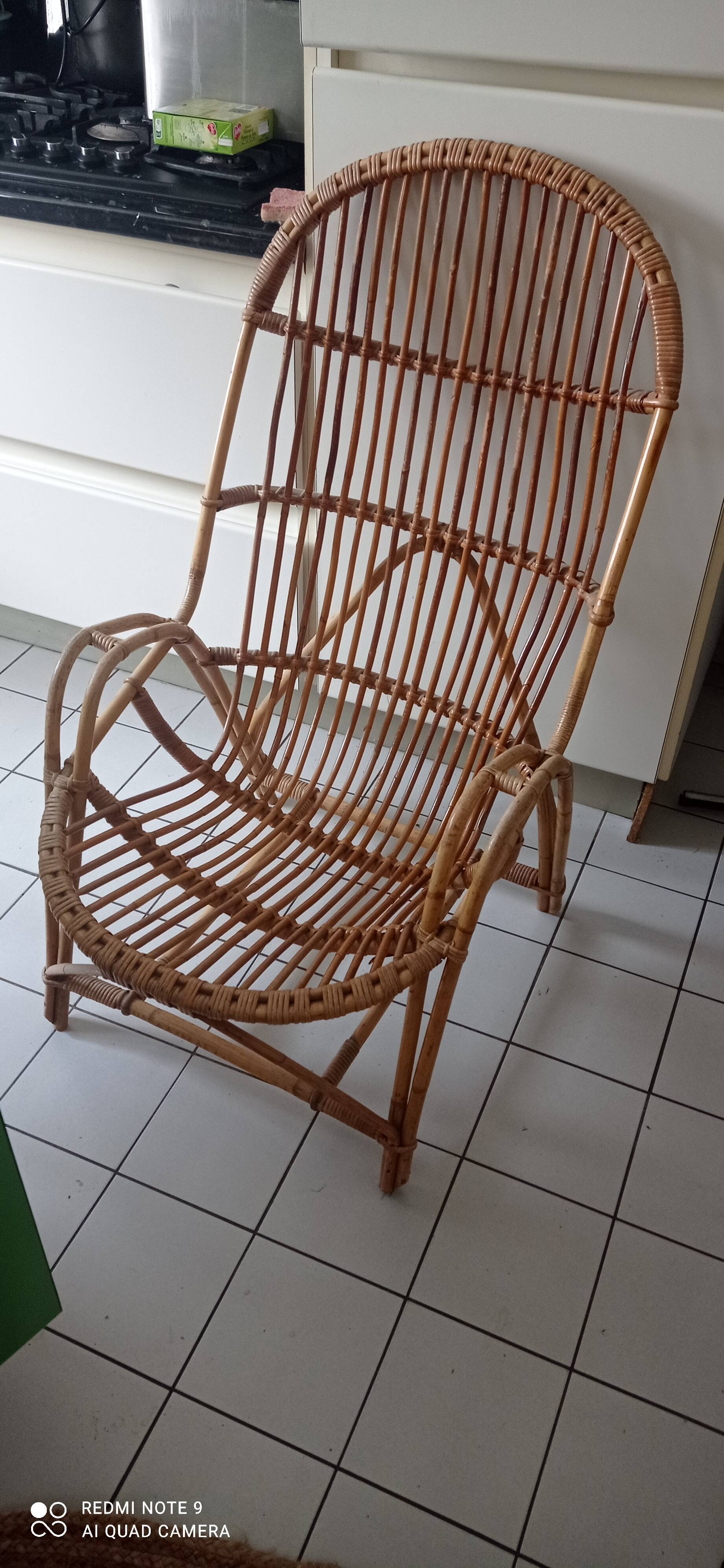 Pair of vintage rattan/wicker armchairs from the 70s
