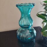 Thick turquoise blue glass vase