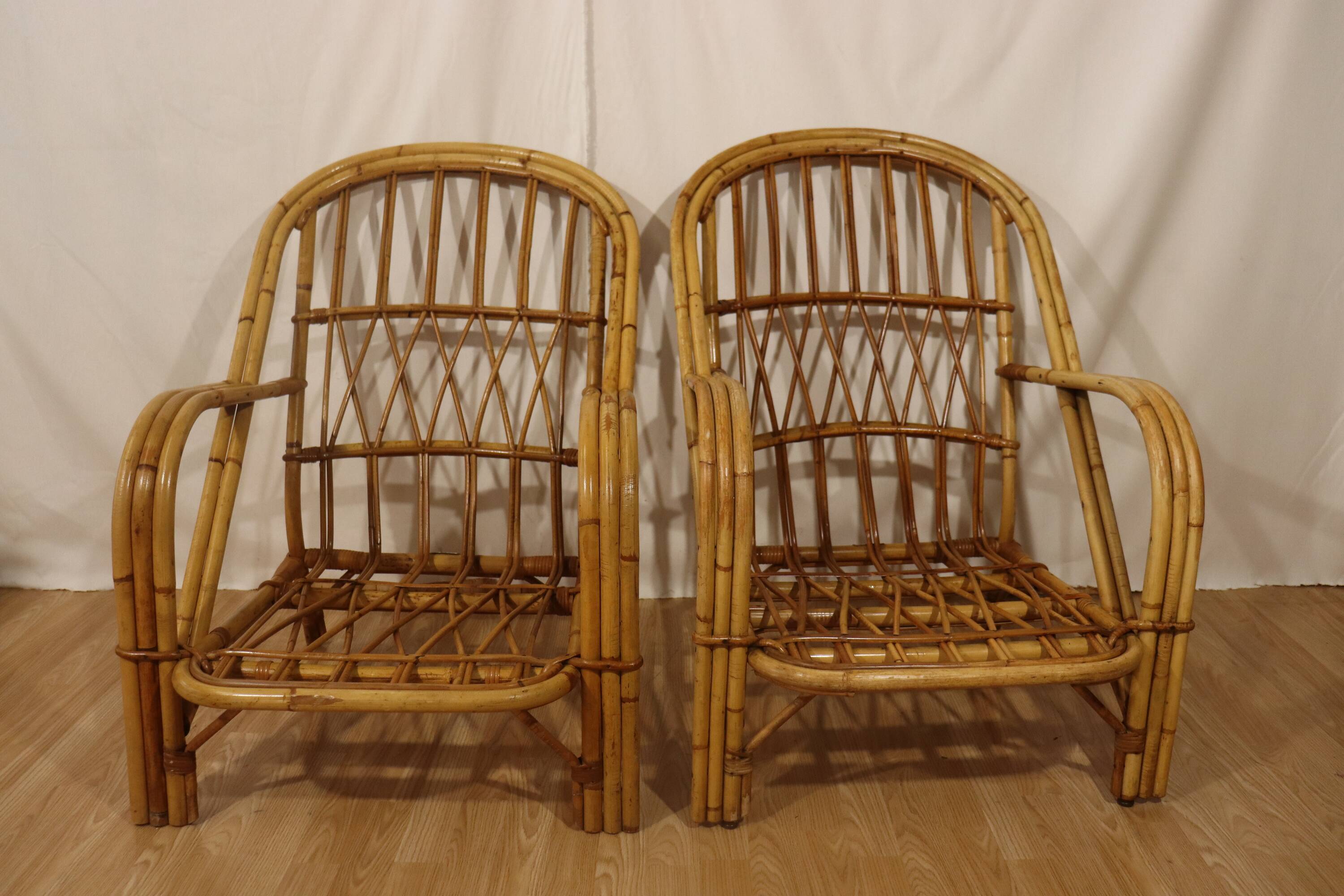 Paire fauteuils rotin Audoux Minnet