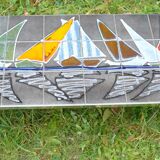 Vintage ceramic coffee table 1960-70 boat decorations