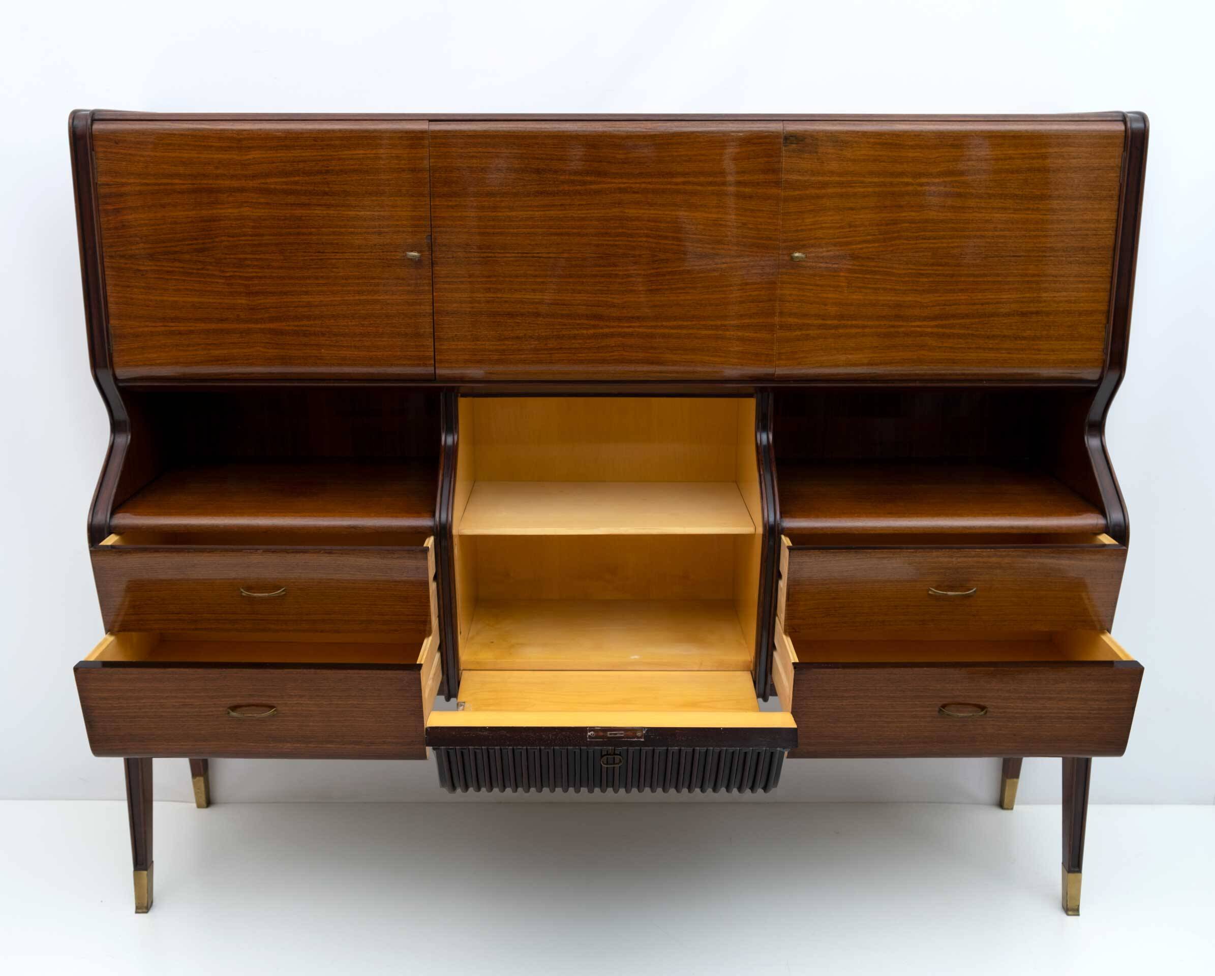 Osvaldo Borsani Mid-Century Modern Italian Sideboard with Bar Cabinet, 1950