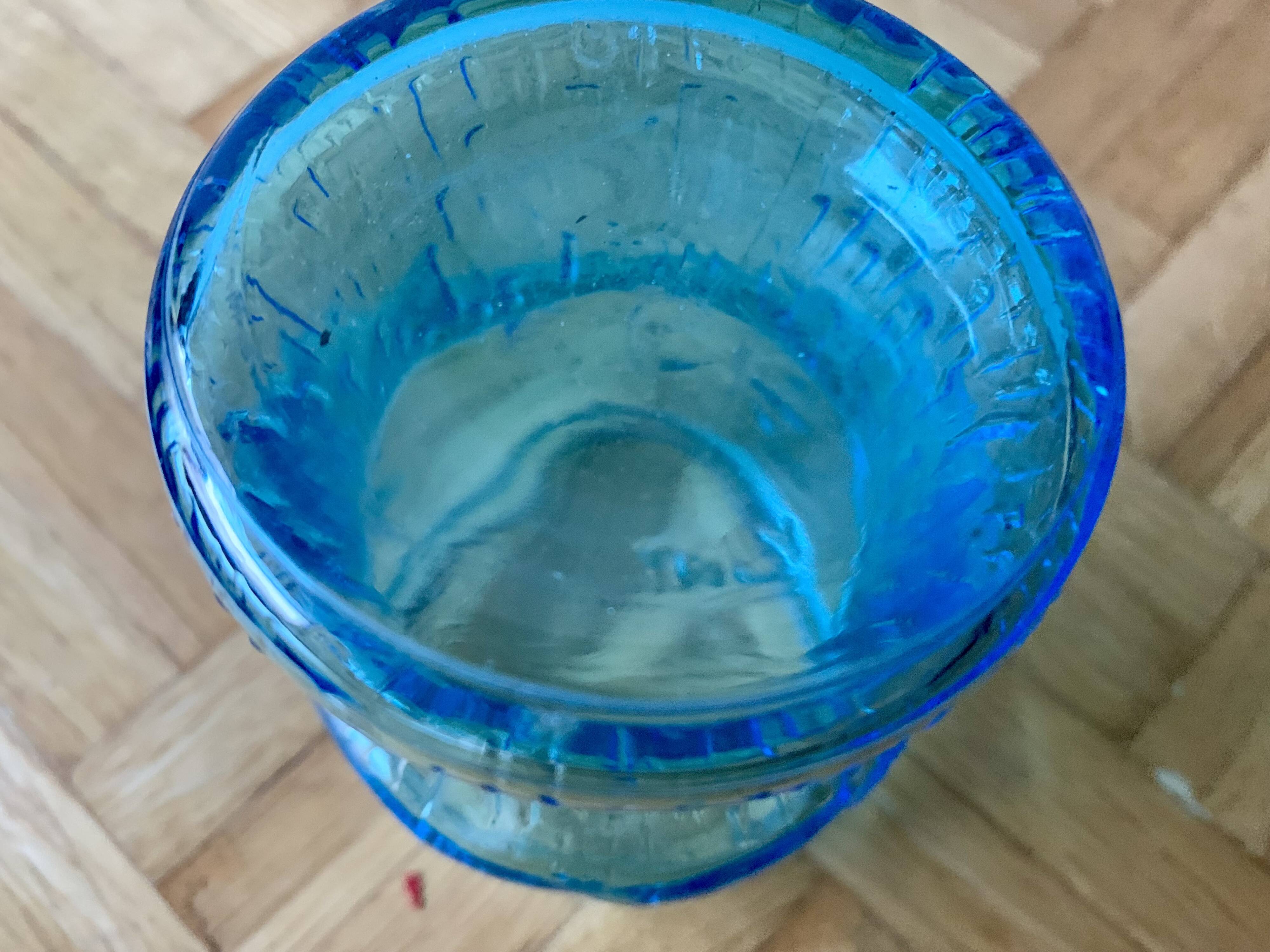 Vintage lemonade service in blue glass - Vemam - made in Italy