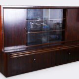 French art deco bookcase - 1930s - oak and macassar