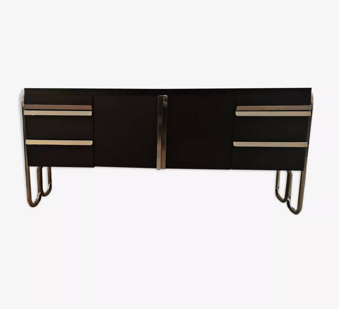 Vintage Bauhaus style metal sideboard from the 1970s