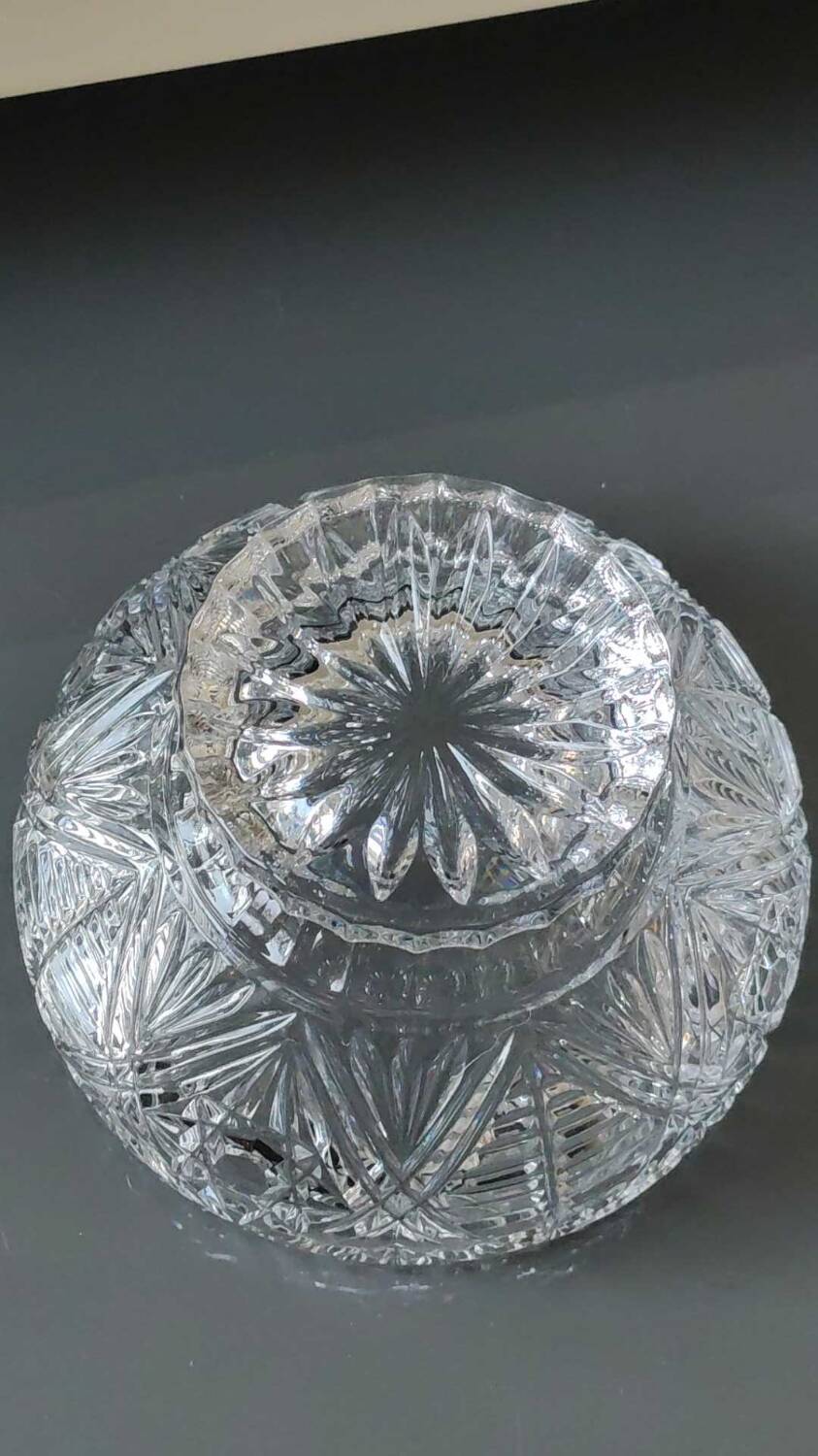 Molded crystal candy cup/dish/boho chic. art deco. starry/cross/leafy patterns, petals