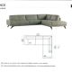 Roche bobois evidence corner sofa medium grey and 3 poufs