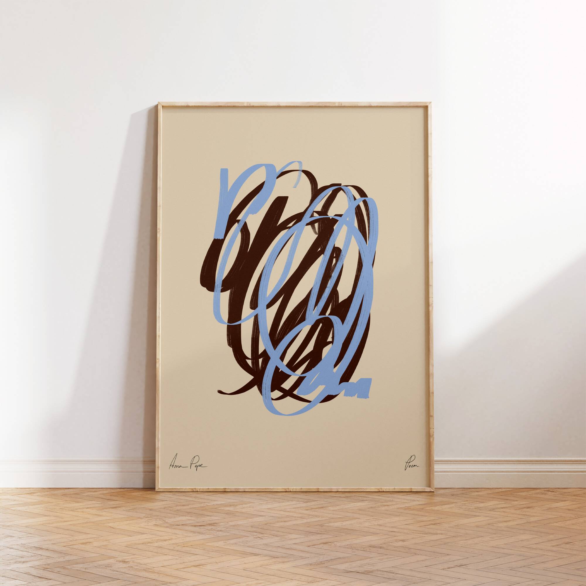 Abstract brown and blue lines giclee print