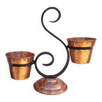 Duo plant holder in copper and metal goardere