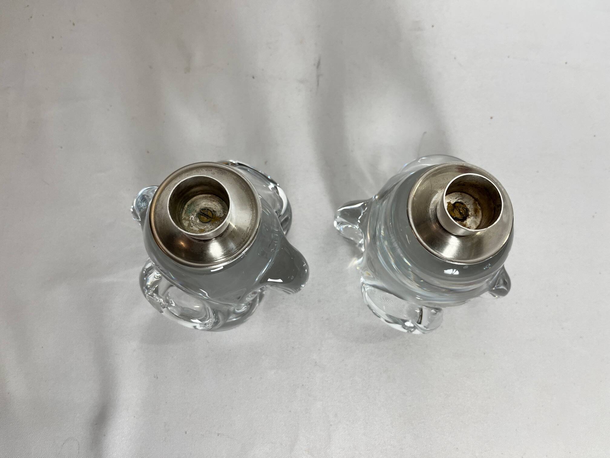 Tableware pair of crystal candlesticks JB France 20th century