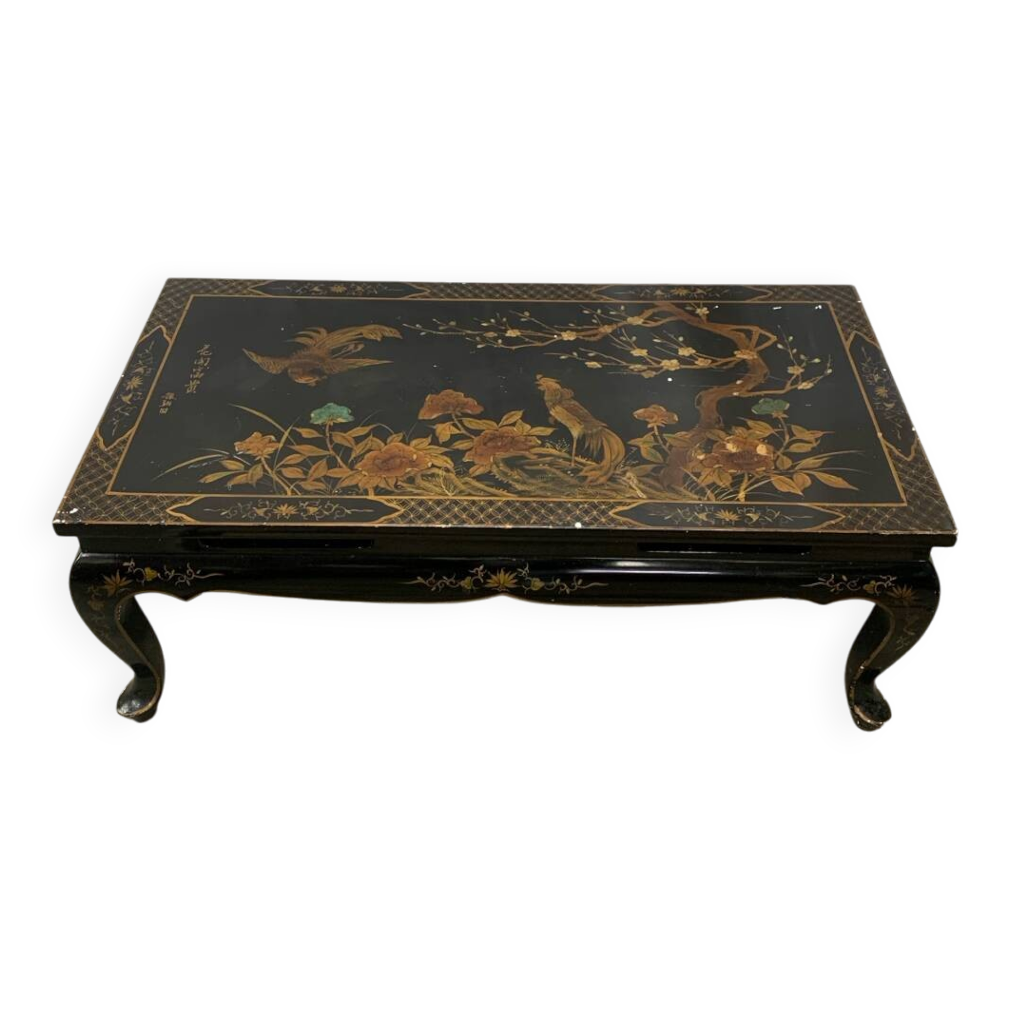 Vintage Japanese-style coffee table in painted lacquered wood