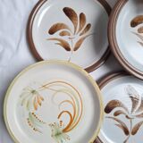 Vintage hand-painted flower stoneware plates