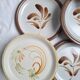 Vintage hand-painted flower stoneware plates