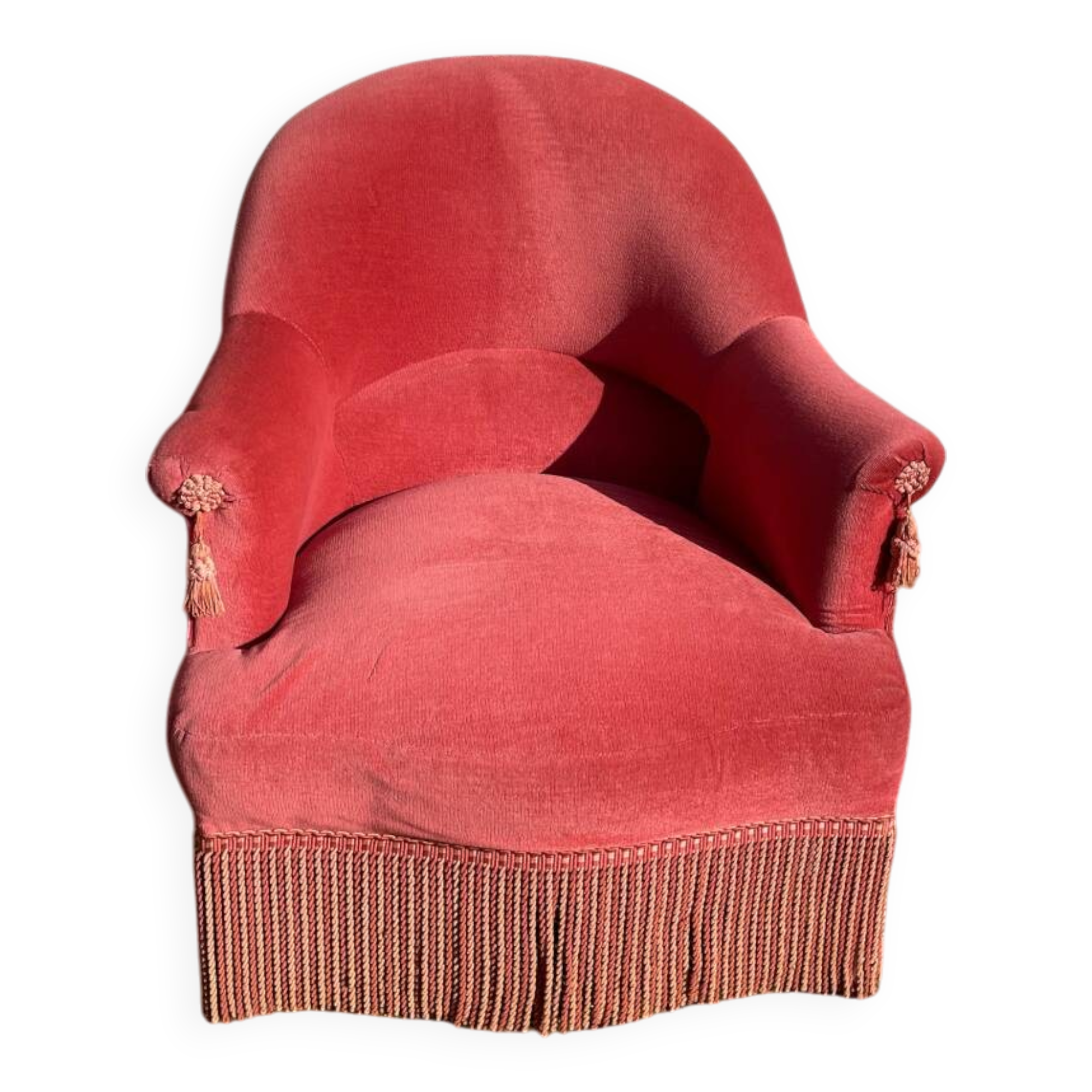 Fauteuil crapaud velours rose