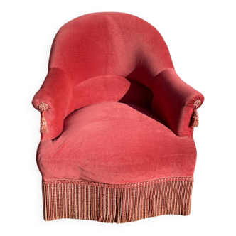 Pink velvet toad armchair