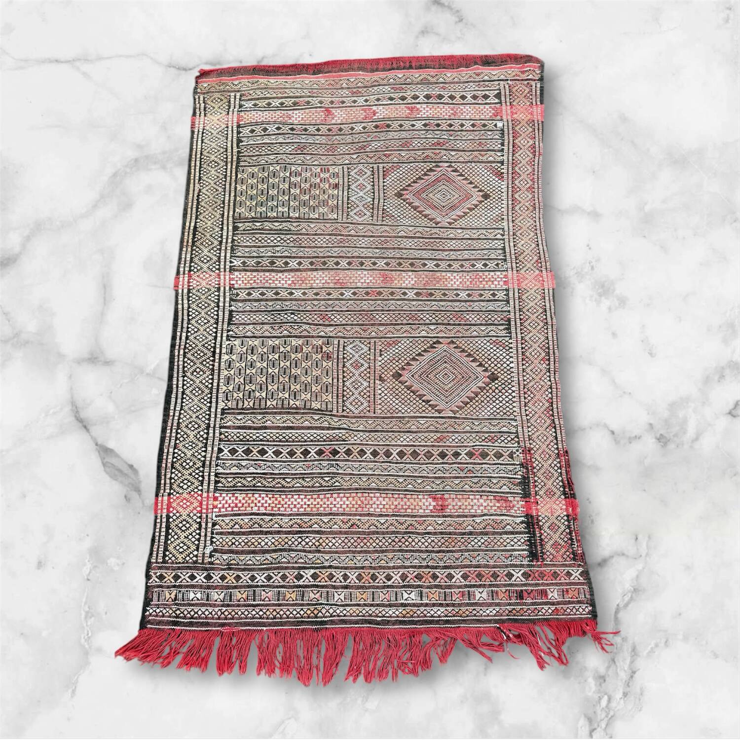 Antique handmade Berber kilim rug