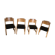 Set of 4 vintage chairs 1980's in beech, thermoformed on the back