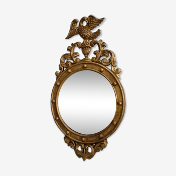 Ancient golden wood witch mirror - late 19th century