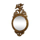 Ancient golden wood witch mirror - late 19th century