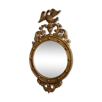 Ancient golden wood witch mirror - late 19th century