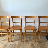 set of 4 Thonet bistro chairs in curved wood honey Mid-Century 50s