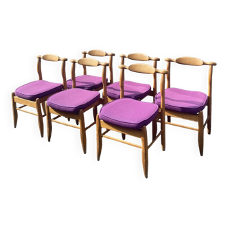 Set of 6 Fumay Guillerme and Chambron chairs 1960