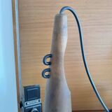 Pendant lamp in teak and opaline glass by Uno and Östen Kristiansson Luxus 50s