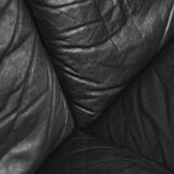 Mid-century modern black leather Scandinavian sofa, 1960s