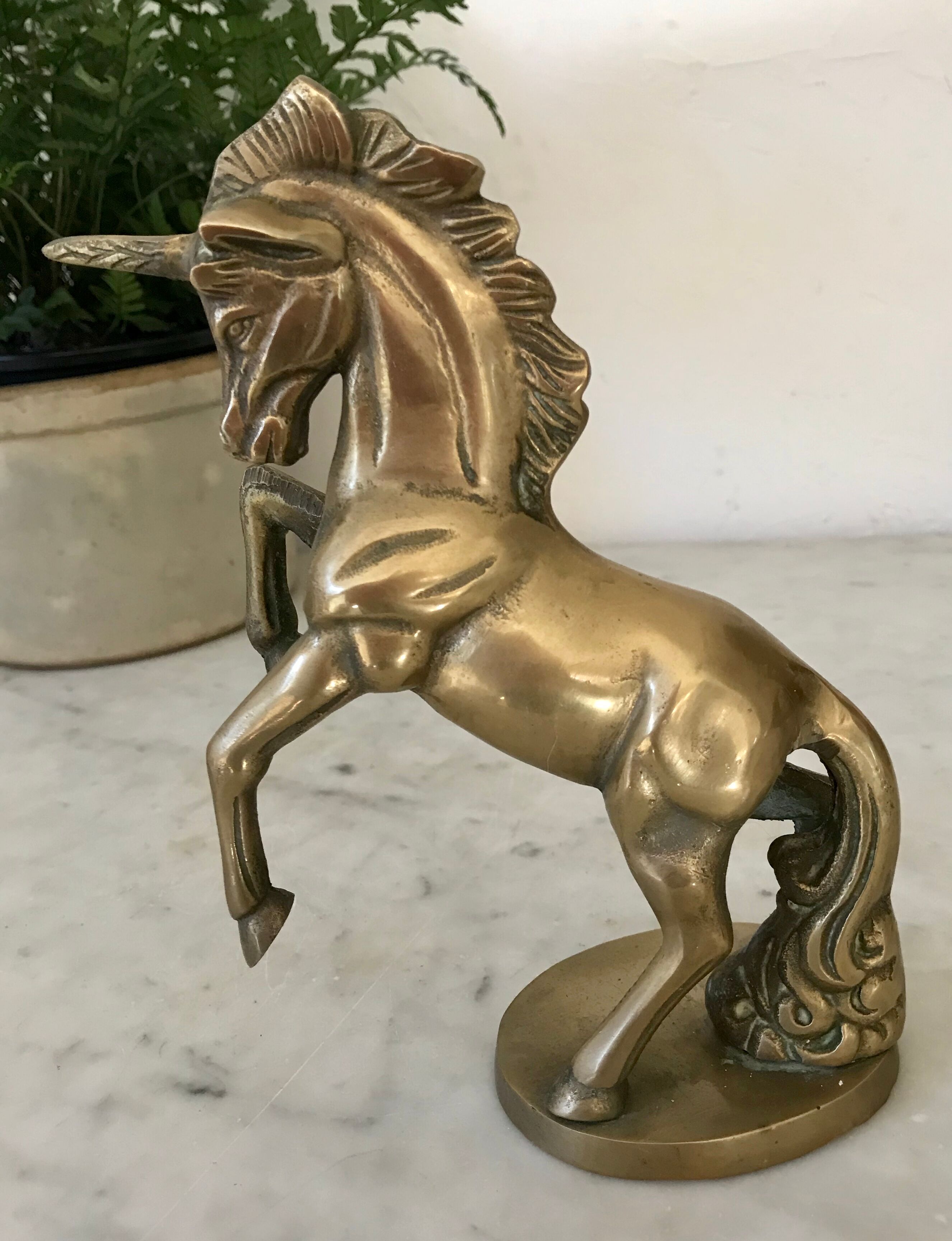 Vintage unicorn figure in brass