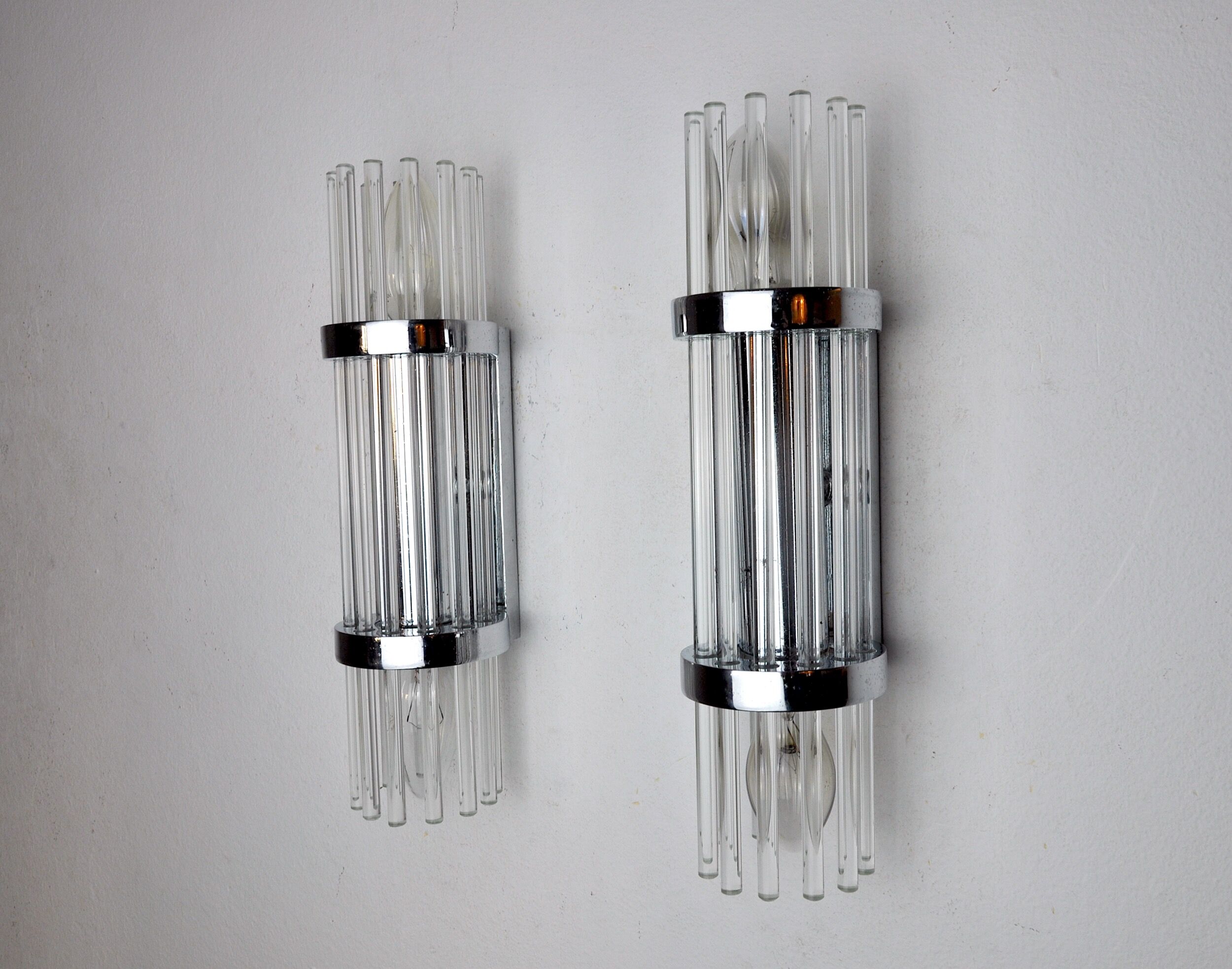 Pair of Sciolari wall lamps, murano glass, Italy, 1970