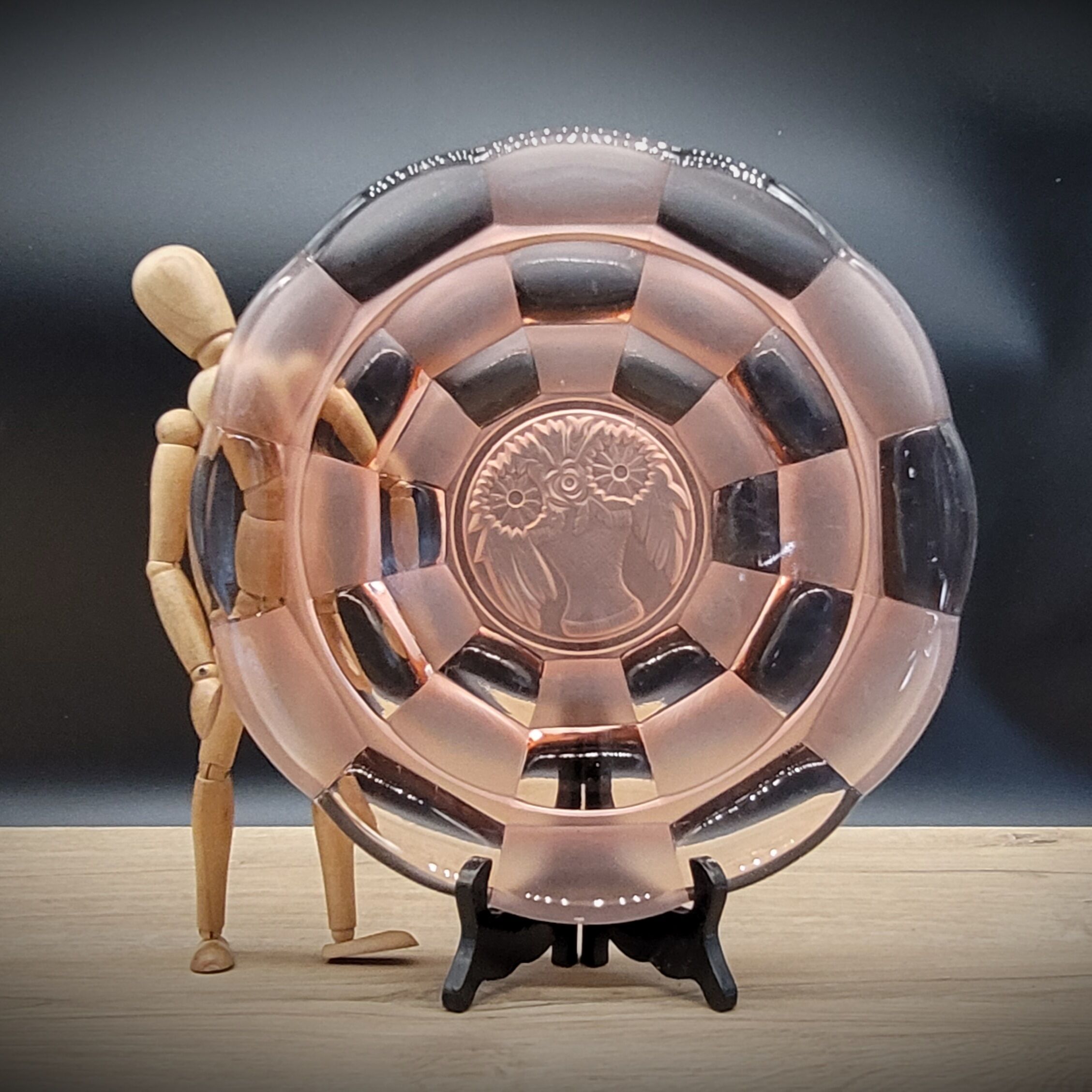 Pink glass dish 3 sunflowers