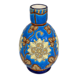 Vase decorated with flowers in enamels of longwy – early twentieth century