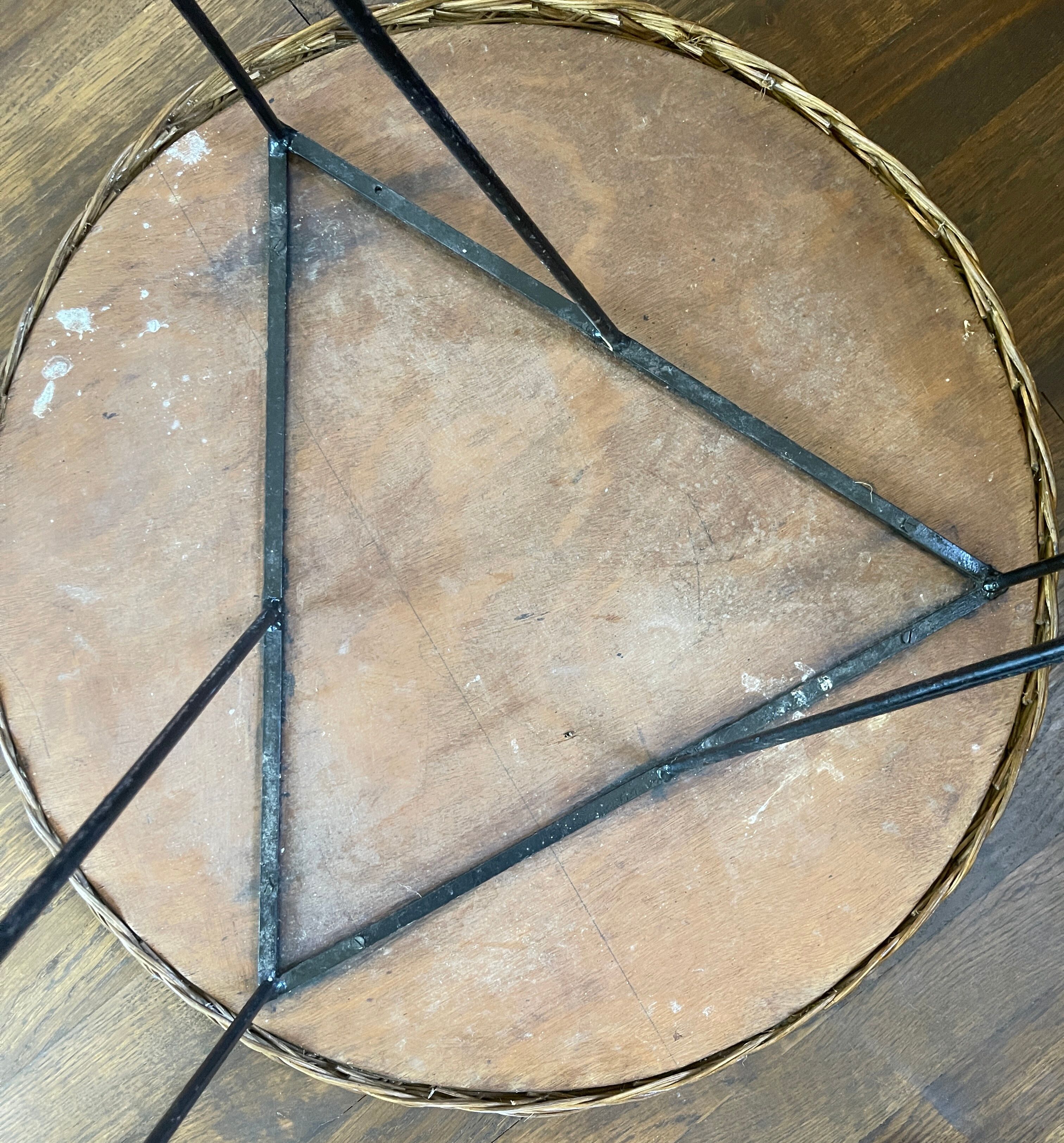 Rattan and metal coffee table