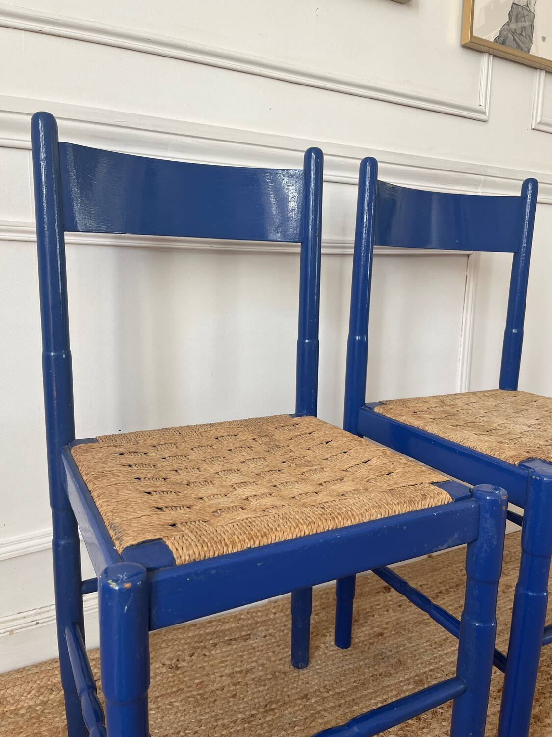 Paire de chaises en bois et corde
