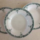 3 assiettes terre de fer Digoin Sarreguemines style Art nouveau