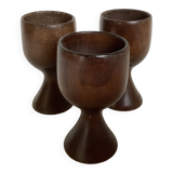 Trio of wooden egg cups