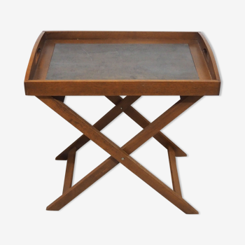 Large wooden tray on folding stand