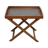 Large wooden tray on folding stand