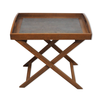 Large wooden tray on folding stand