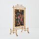 Decorative gilded wood fire screen faDecorative gilded wood fire screen bamboo and silk style 1960s