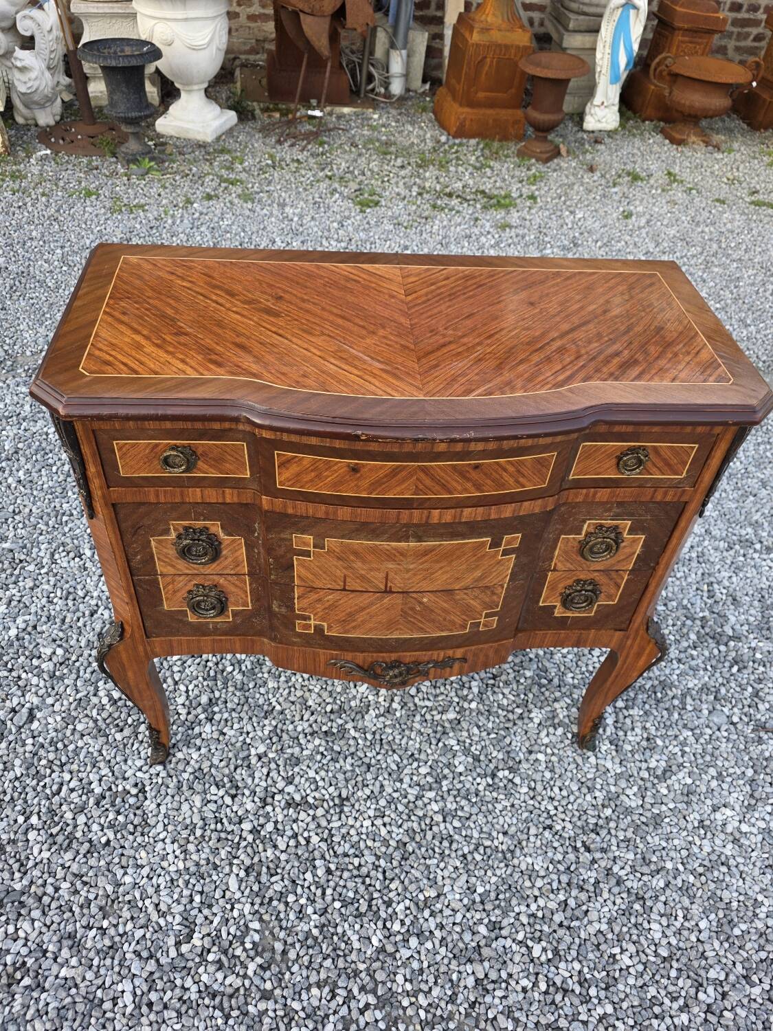 Commode transition in marquetry, Louis XV style, early 20th century.