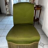 Fauteuil crapaud tissu vert - avec roulettes