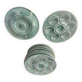 12 assiettes à huîtres vintage proceram – céramique vert céladon