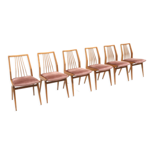 Lot de 6 chaises en velours rose