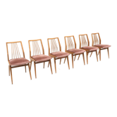 Set of 6 vintage chairs velvet upholstery made in the 60s