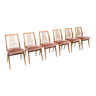 Lot de 6 chaises en velours rose fabriqué dans les années 60