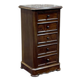 Nightstand in walnut and marble top, late 19th century