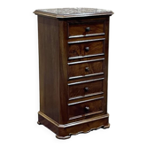 Nightstand in walnut and marble top, late 19th century