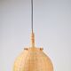 Scandinavian Wicker Rattan and Pine Pendant Lamp, 1960s